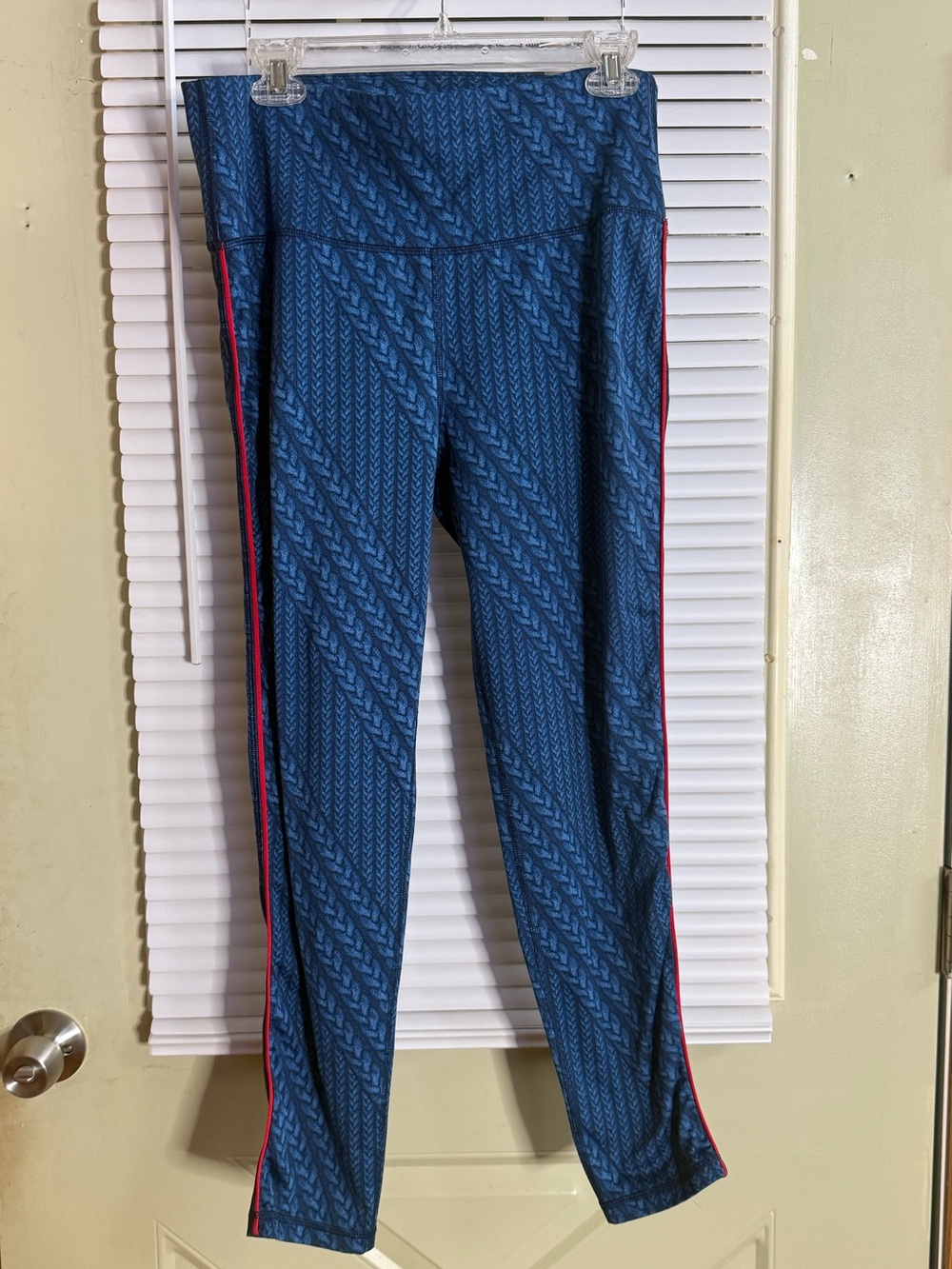 Aerie Chill Play Move Blue Abstract Mosaic Leggings XL Athleisure Yoga Active